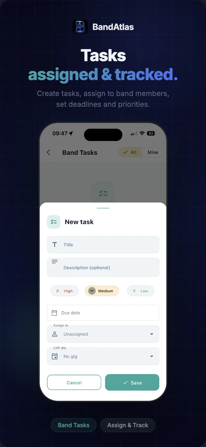 BandAtlas Band-Aufgaben – Tasks zuweisen und verfolgen